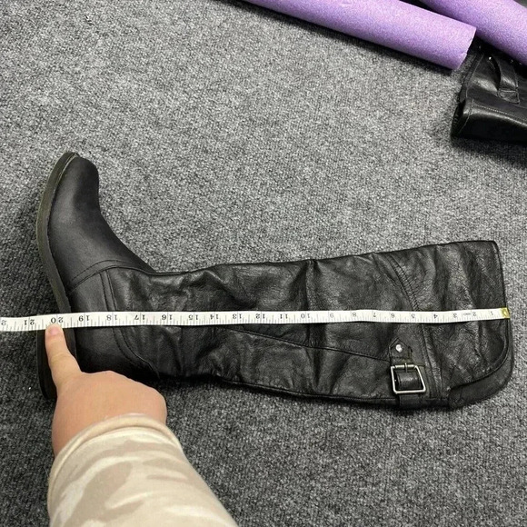 Steve Madden OTK Black Genuine Leather Sz 7 M Over The Knee Boots Black EUC - Picture 14 of 14